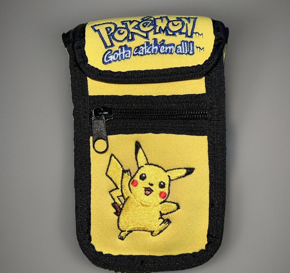 Vtg Pokémon Game Boy Pikachu Carry Case Yellow Front Pocket Belt Loop Closure